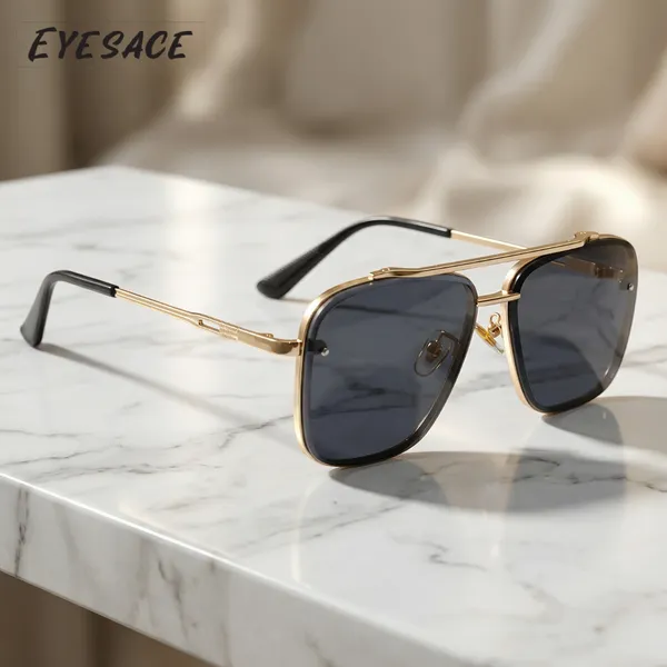 Gold_Metal_Square_Frame_Dark_Lens_Sunglasses_For_Unisex
