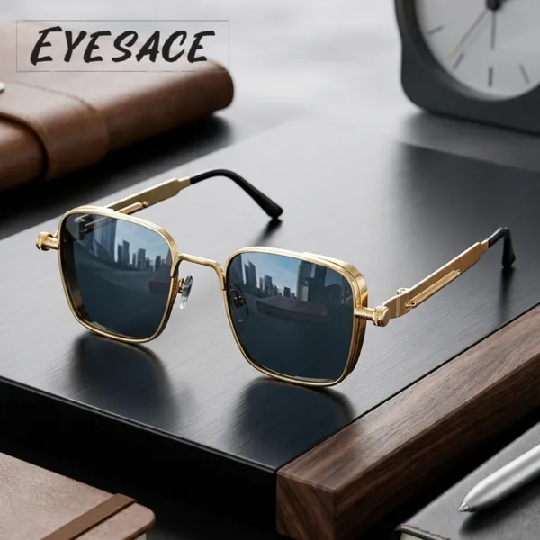 Gold_Metal_Square_Frame_Sunglasses_For_Unisex