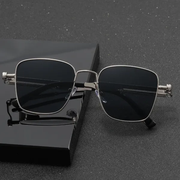 Silver_Metal_Square_Frame_Sunglasses_For_Unisex
