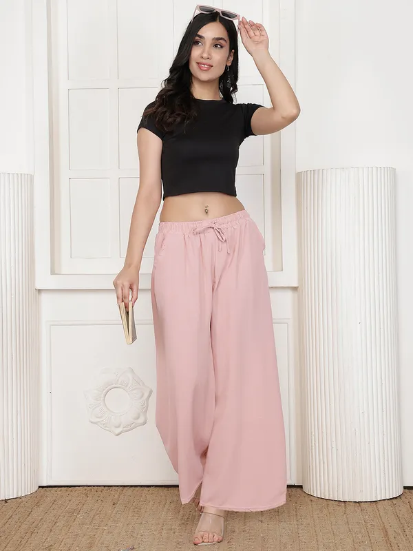 Pink_Chiffon_Wide_Leg_Palazzo_Pants_For_Women