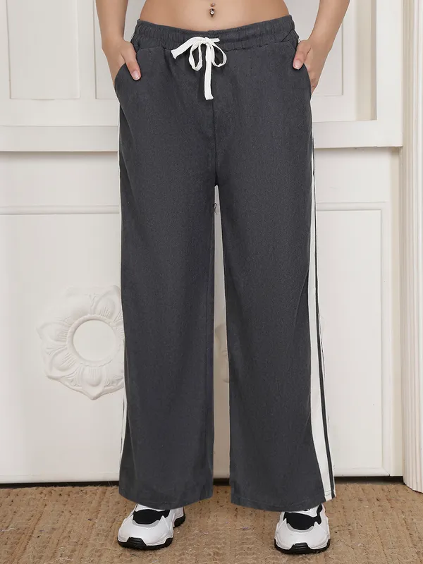 Dark_Grey_Corduroy_Wide_Leg_Pants_For_Women
