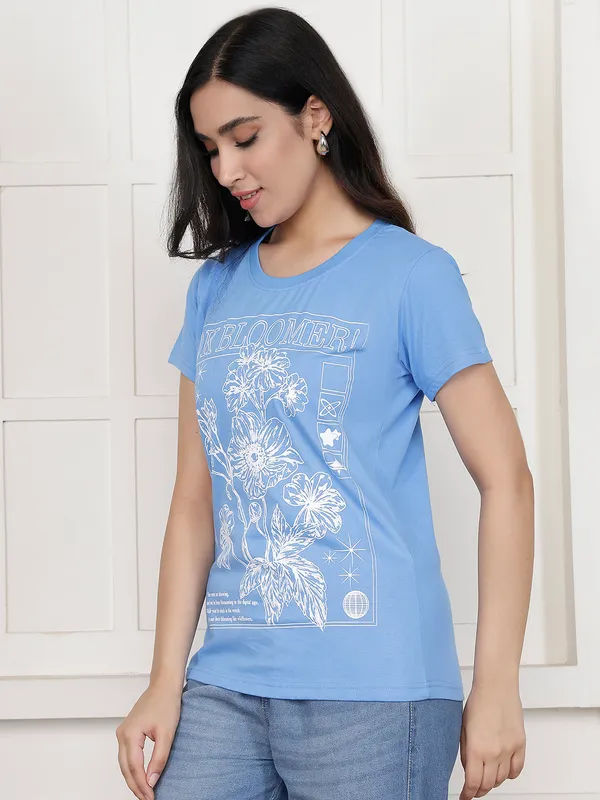 Blue_Cotton_Regular_Fit_Graphic_T-Shirt_For_Women