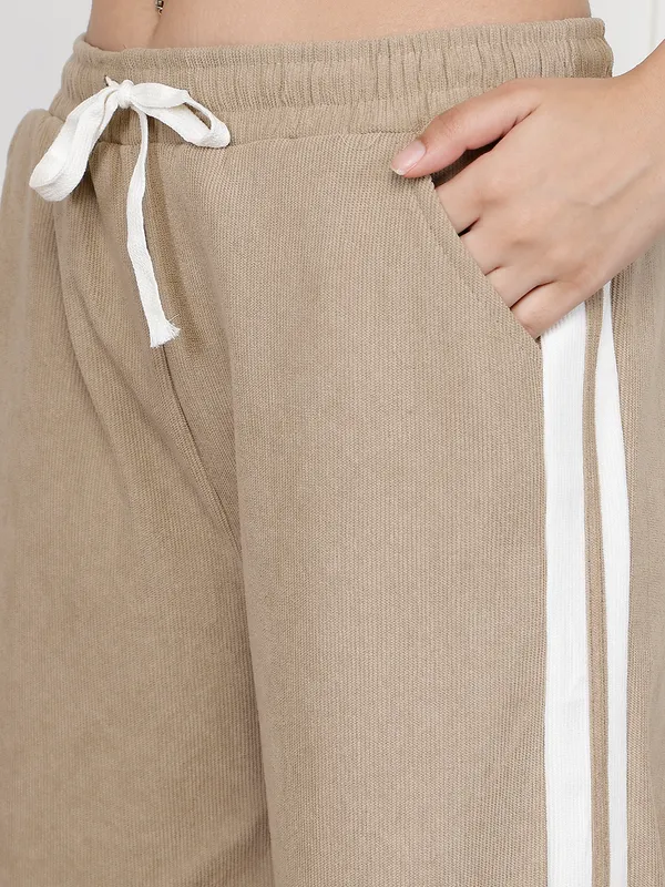 Beige_Corduroy_Wide_Leg_Pants_For_Women
