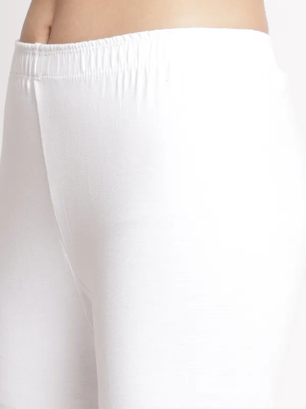 White_Super_Lycra_Lace_Trim_Ankle_Leggings_For_Women