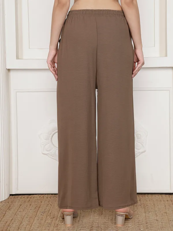 Brown_Chiffon_Wide_Leg_Palazzo_Pants_For_Women