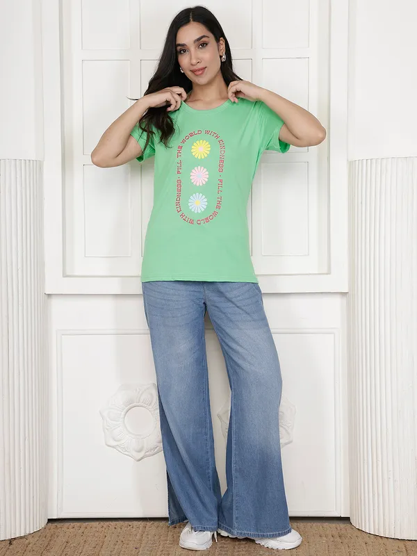 Green_Cotton_Relaxed_Fit_Graphic_T-Shirt_For_Women