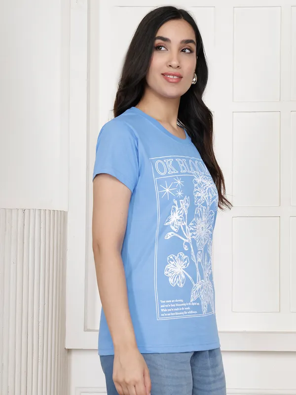 Blue_Cotton_Regular_Fit_Graphic_T-Shirt_For_Women