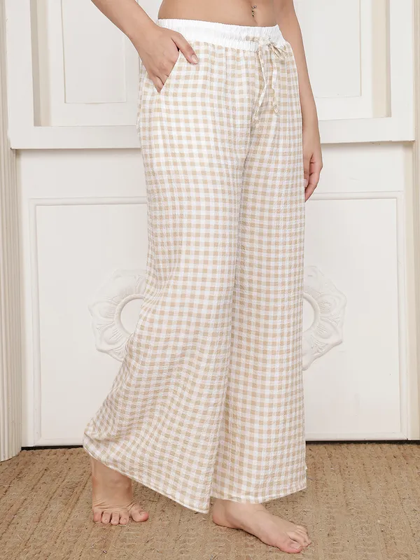 Beige_Crush_Checkered_Wide_Leg_Pajama_Pants_For_Women