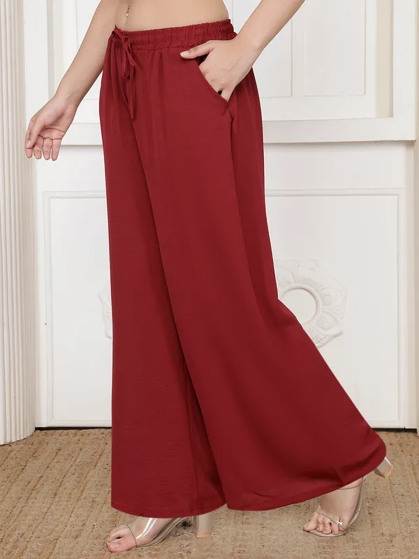 Red_Chiffon_Wide_Leg_Palazzo_Pants_For_Women