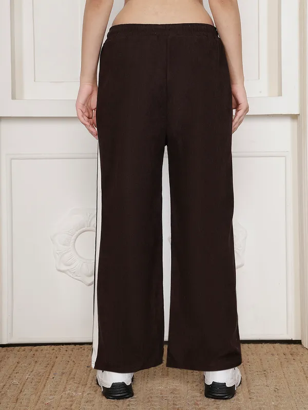 Dark_Brown_Corduroy_Wide_Leg_Pants_For_Women
