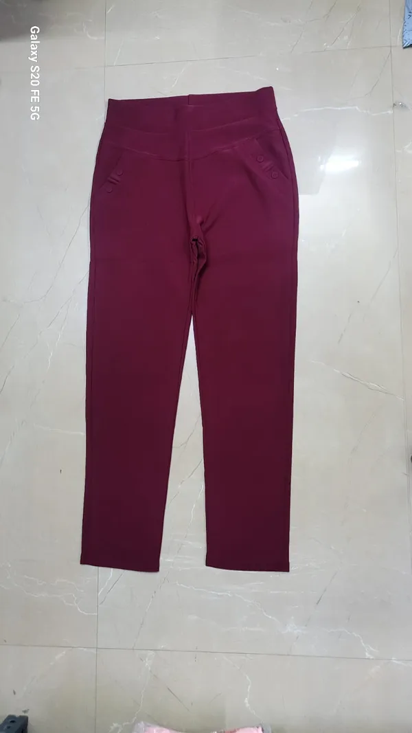 Maroon_Spandex_Blend_Trousers_For_Women