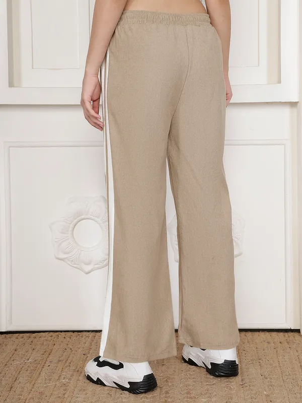 Beige_Corduroy_Wide_Leg_Pants_For_Women