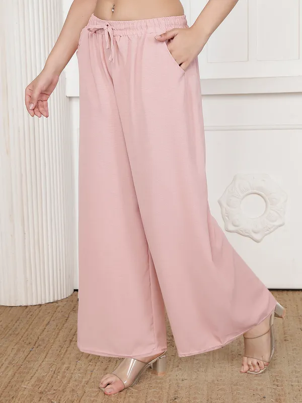 Pink_Chiffon_Wide_Leg_Palazzo_Pants_For_Women