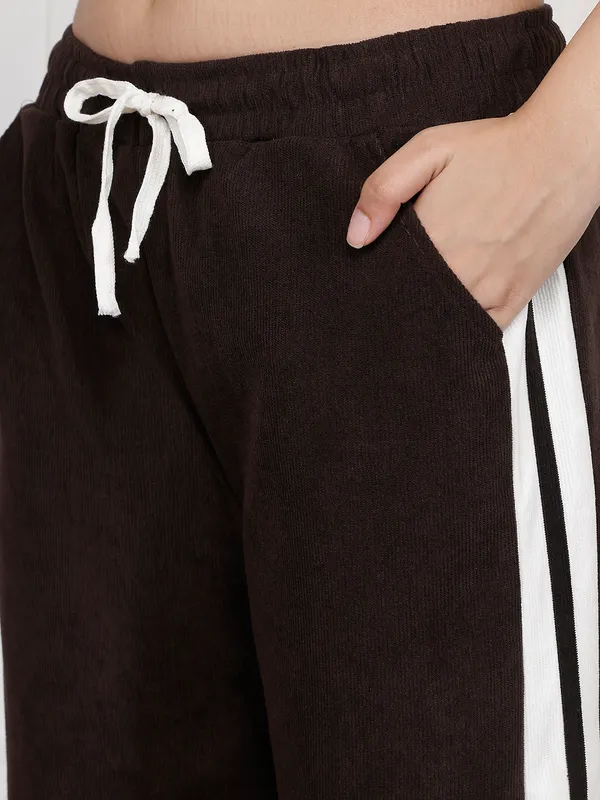 Dark_Brown_Corduroy_Wide_Leg_Pants_For_Women