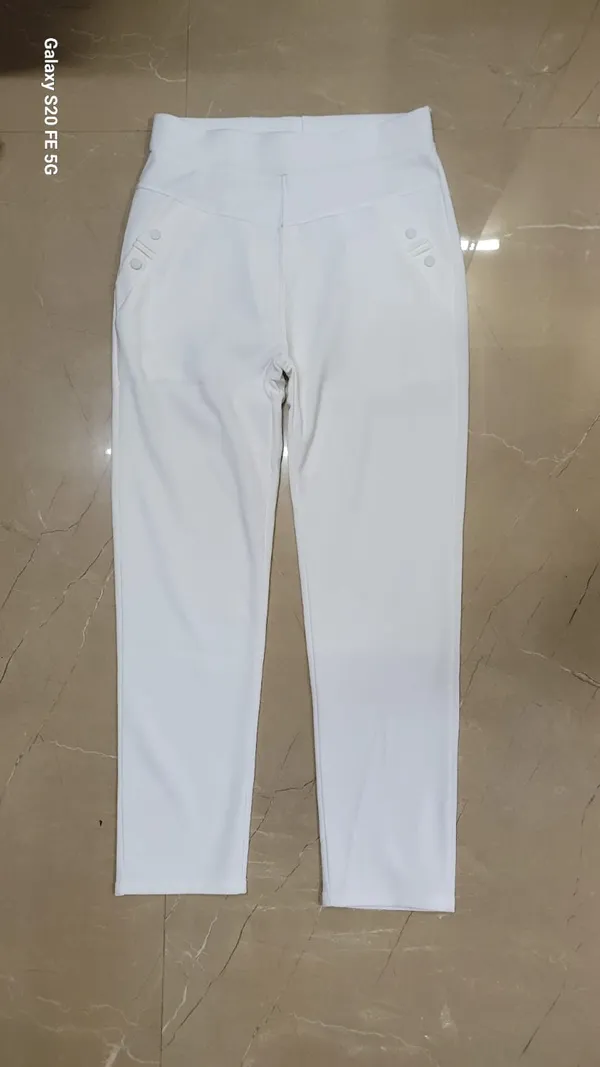 White_Spandex_Blend_Trousers_For_Women