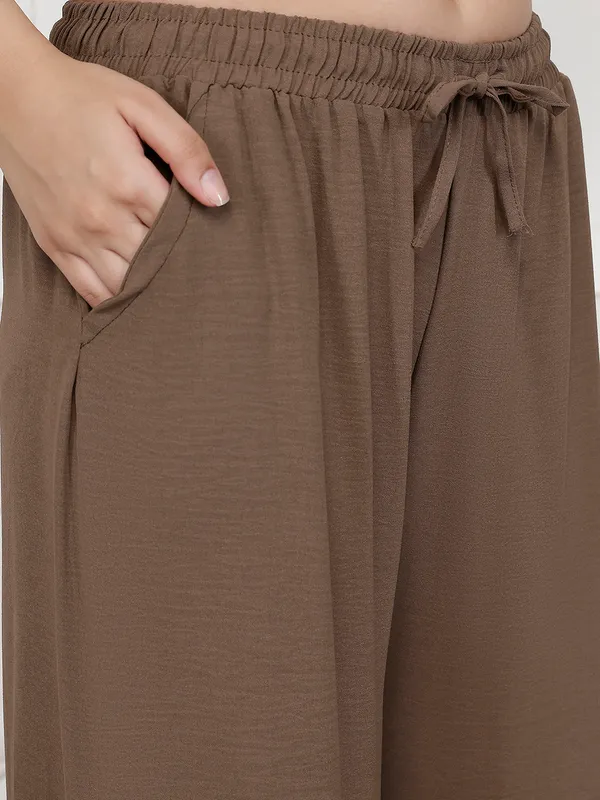 Brown_Chiffon_Wide_Leg_Palazzo_Pants_For_Women