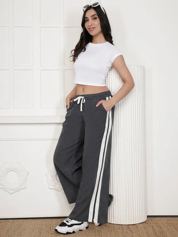 Dark_Grey_Corduroy_Wide_Leg_Pants_For_Women
