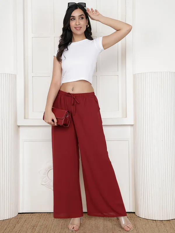 Red_Chiffon_Wide_Leg_Palazzo_Pants_For_Women