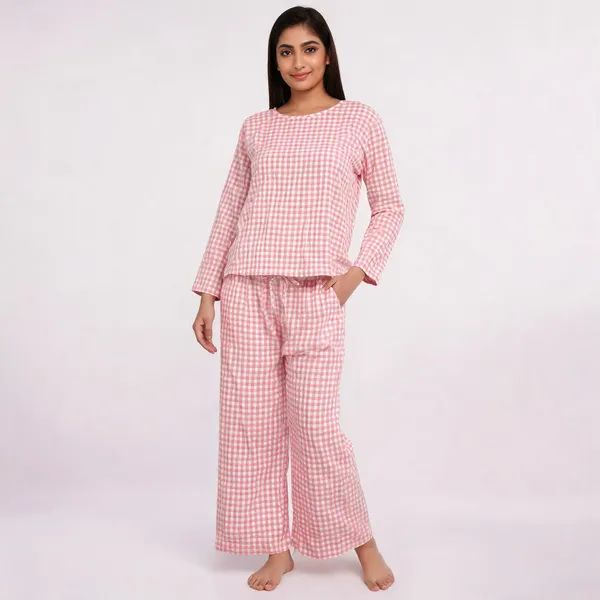 Pink_Crush_Checkered_Wide_Leg_Pyjama_Pants_For_Women