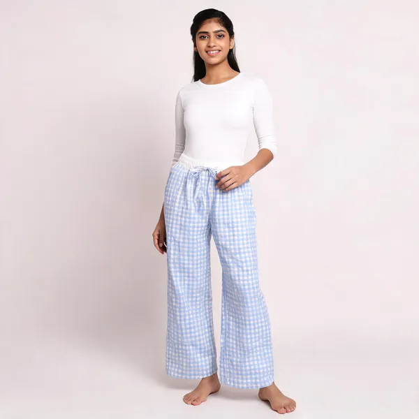 Blue_Crush_Checkered_Wide_Leg_Pajama_Pants_For_Women