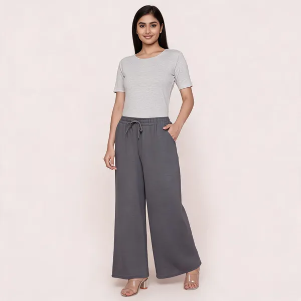 Grey_Chiffon_Wide_Leg_Palazzo_Pants_For_Women