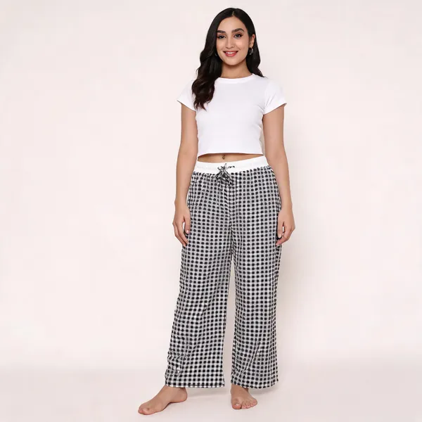 Black_Crush_Gingham_Wide_Leg_Pajama_Pants_For_Women