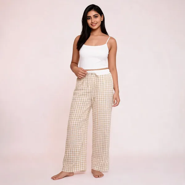 Beige_Crush_Checkered_Wide_Leg_Pajama_Pants_For_Women