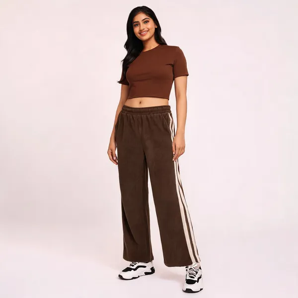 Brown_Corduroy_Wide_Leg_Pants_For_Women