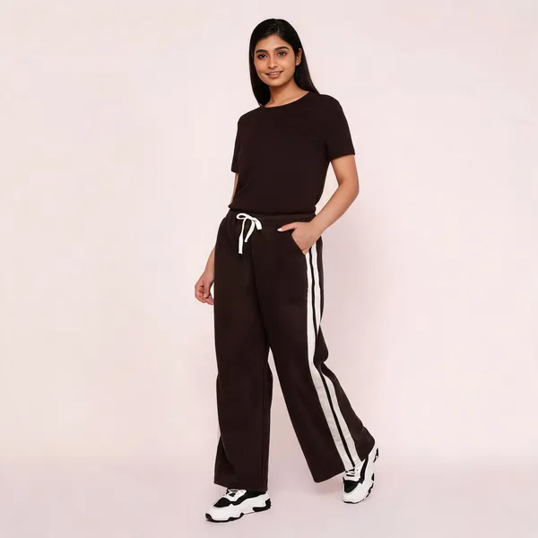 Dark_Brown_Corduroy_Wide_Leg_Pants_For_Women