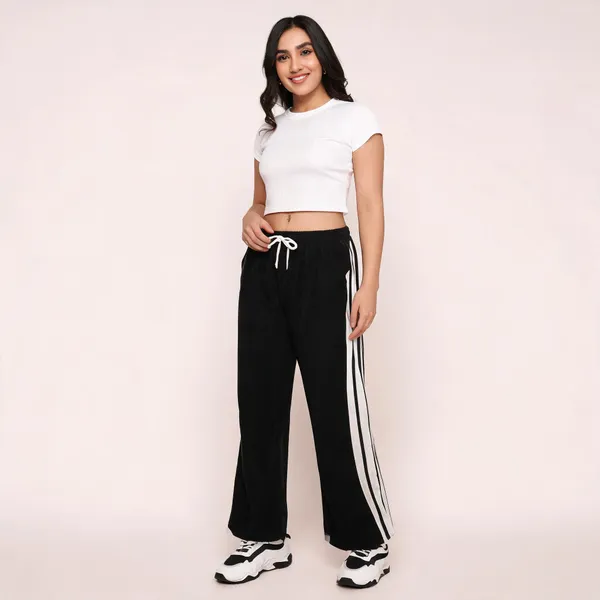 Black_Corduroy_Wide_Leg_Pants_For_Women