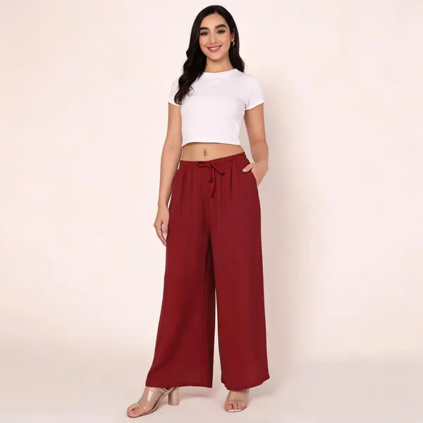 Red_Chiffon_Wide_Leg_Palazzo_Pants_For_Women