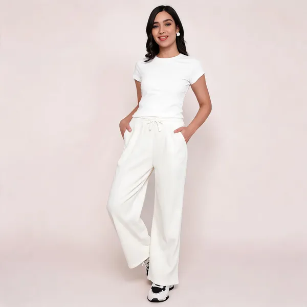 White_Corduroy_Wide_Leg_Pants_For_Women