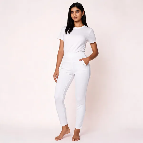 White_Spandex_Blend_Trousers_For_Women