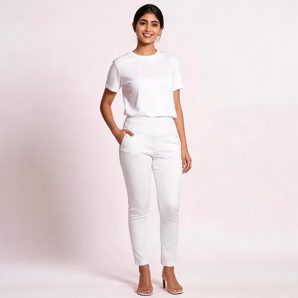 White_Spandex_Blend_Trousers_For_Women