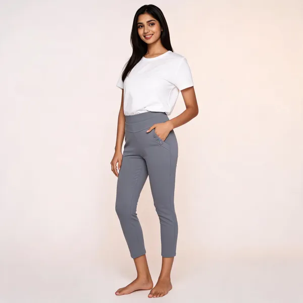 Grey_Spandex_Blend_Trousers_For_Women