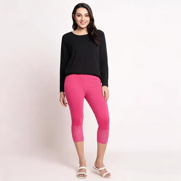 Pink_Super_Lycra_Lace_Hem_Capri_For_Women