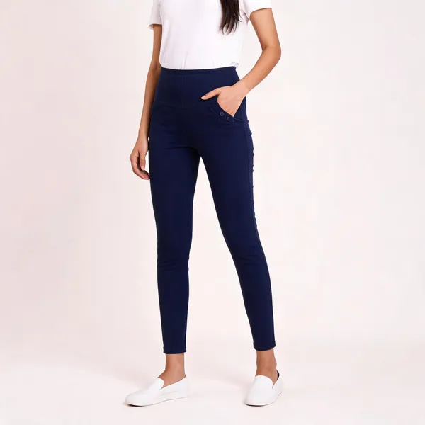 Navy_Spandex_Blend_Slim_Fit_Ankle_Length_Trousers_For_Women
