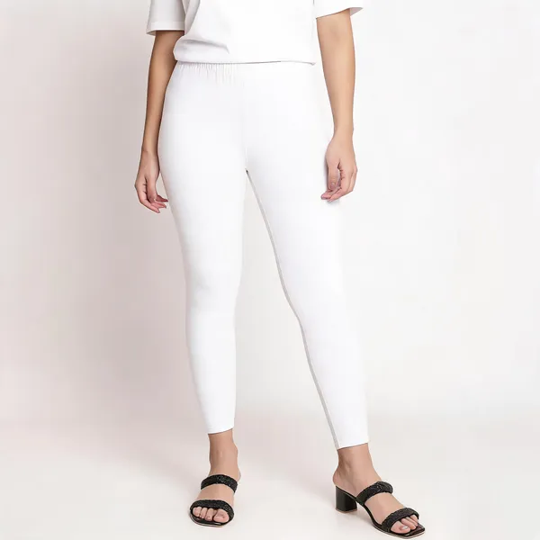 White_Super_Lycra_Lace_Trim_Ankle_Leggings_For_Women