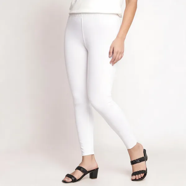 White_Super_Lycra_Lace_Trim_Ankle_Leggings_For_Women