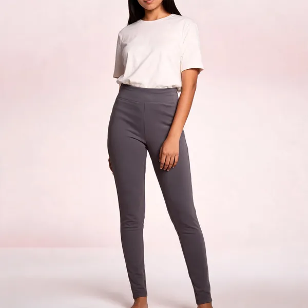 Grey_Spandex_Slim_Fit_Pants_For_Women