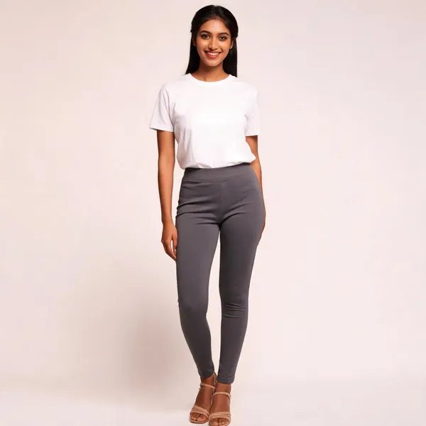 Grey_Spandex_Slim_Fit_Pants_For_Women