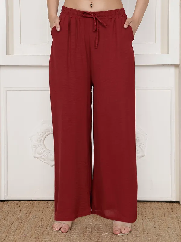 Red_Chiffon_Wide_Leg_Palazzo_Pants_For_Women