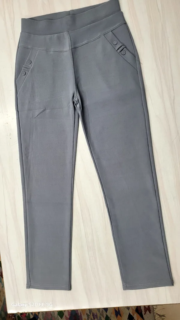 Grey_Spandex_Blend_Trousers_For_Women