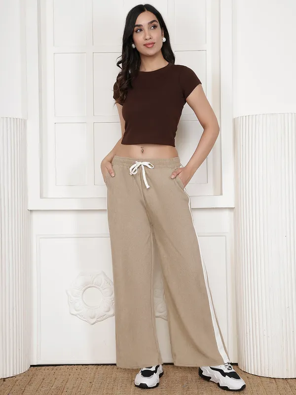 Beige_Corduroy_Wide_Leg_Pants_For_Women