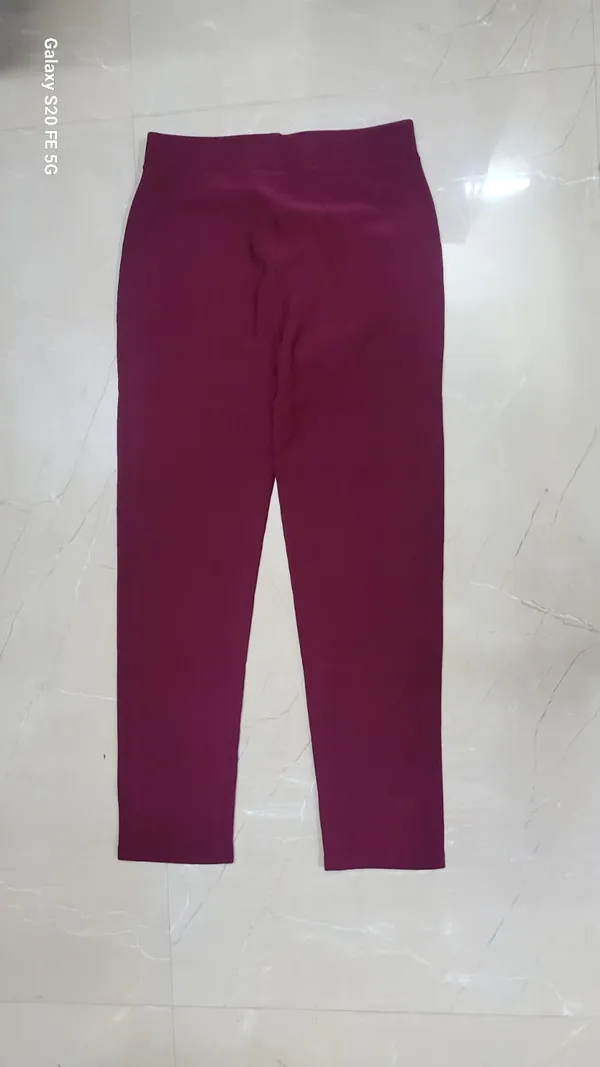 Maroon_Spandex_Blend_Trousers_For_Women