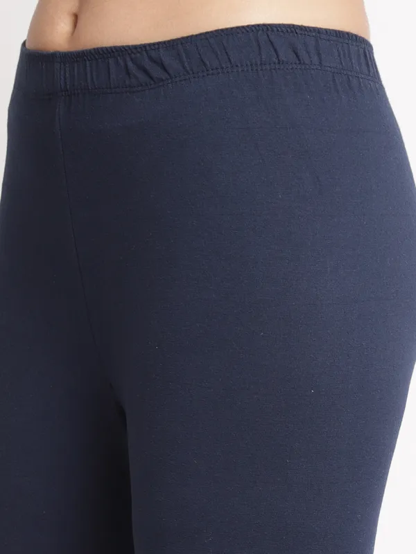 Navy_Super_Lycra_Lace_Trim_Capri_Pants_For_Women