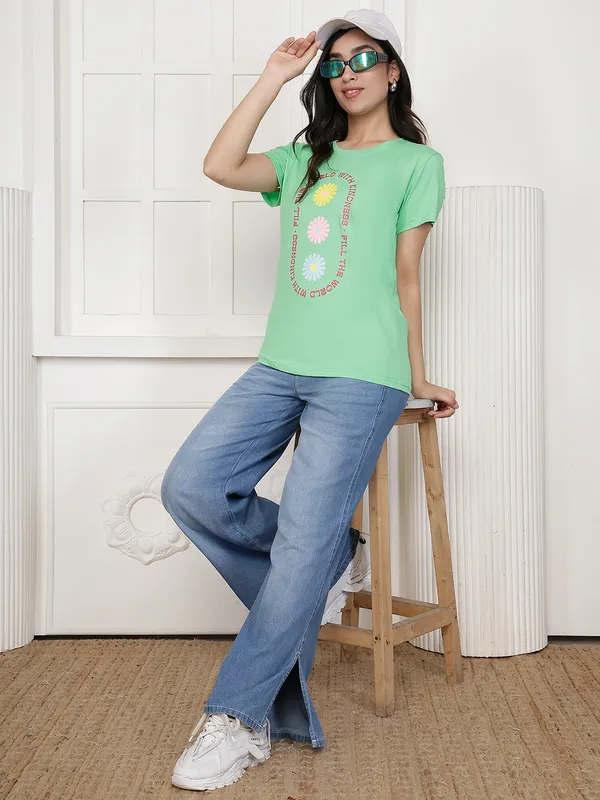 Green_Cotton_Relaxed_Fit_Graphic_T-Shirt_For_Women