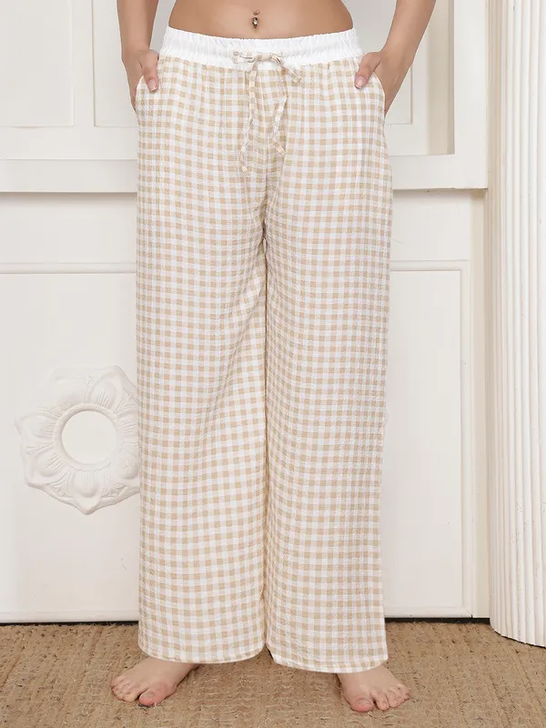 Beige_Crush_Checkered_Wide_Leg_Pajama_Pants_For_Women