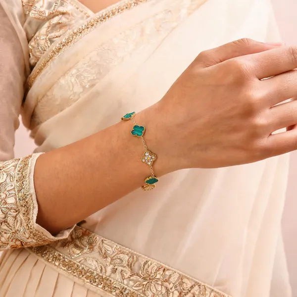 Green_And_Gold_Crystal_Clover_Bracelet