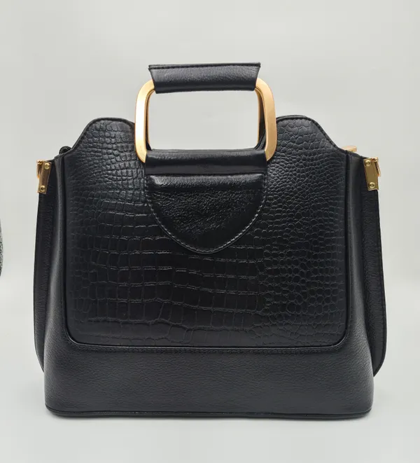Black_Faux_Leather_Structured_Handbag_For_Women